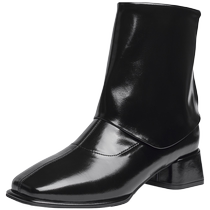 Zhuoshini square toe thick heel short boots for women 2024 autumn and winter new style boots temperament high heel short boots niche slim boots