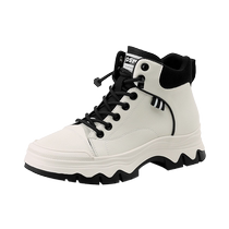 Zhuoshini high-top womens shoes 2024 spring new casual shoes British style increased thick sole single boots Martin short boots