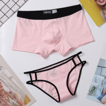 Couple panties pure cotton cute double temptation creative sexy underwear set Female triangle mens boxer shorts thin section