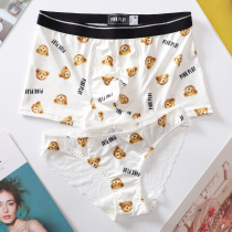 Couple panties Sexy cute transparent bow girl male and female double temptation hot passion suit cotton crotch