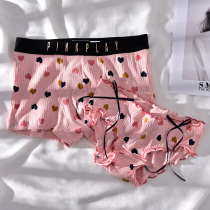 Anchao couples underwear pure cotton sweet and small fresh maiden Wind Sexy butterfly knot summer lingerie suit thin