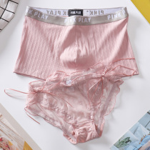 Couple panties pure cotton cute sexy pink lace edge Men and women double temptation hot passion fun suit summer