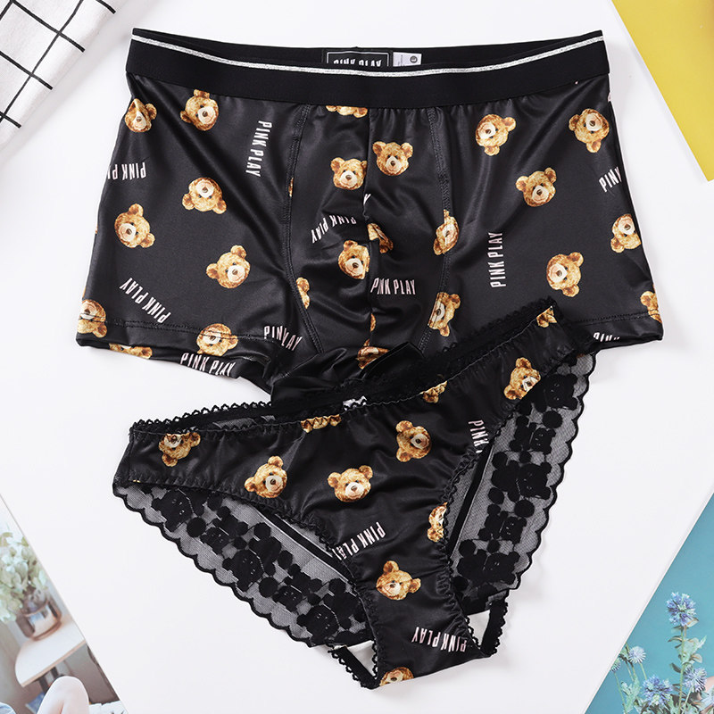 Couple panties summer seduction transparent cute men and women sexy hot erotic lingerie passion set pure cotton crotch