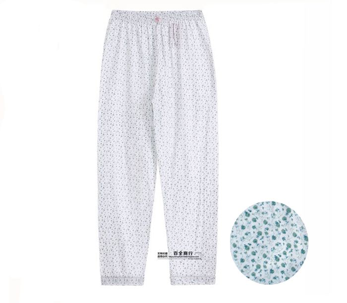 Quần pyjama nữ mùa hè cotton trung niên kích thước lớn nhà giản dị bố mẹ quần mỏng phần quần cotton lỏng quần jean ống rộng nam