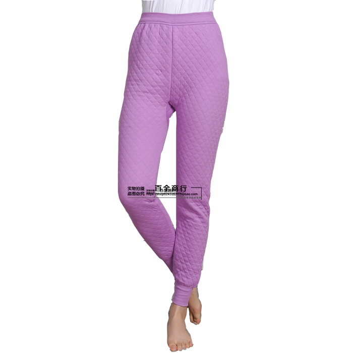 Quần trung niên và người cao tuổi cotton ấm ba lớp quần phụ nữ cộng với phân bón XL cao eo cotton dày quần mùa thu quần ấm