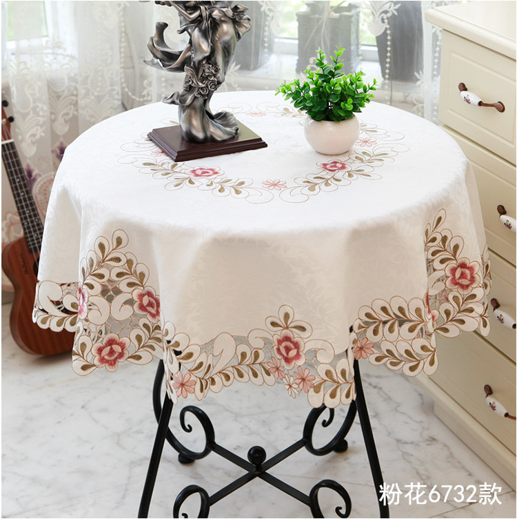 Vải trắng tươi ren nhỏ bàn tròn khăn trải bàn tròn bàn vải cà phê bàn ​​vải chống co giãn đơn giản hiện đại hộ gia đình khăn trải bàn hình oval