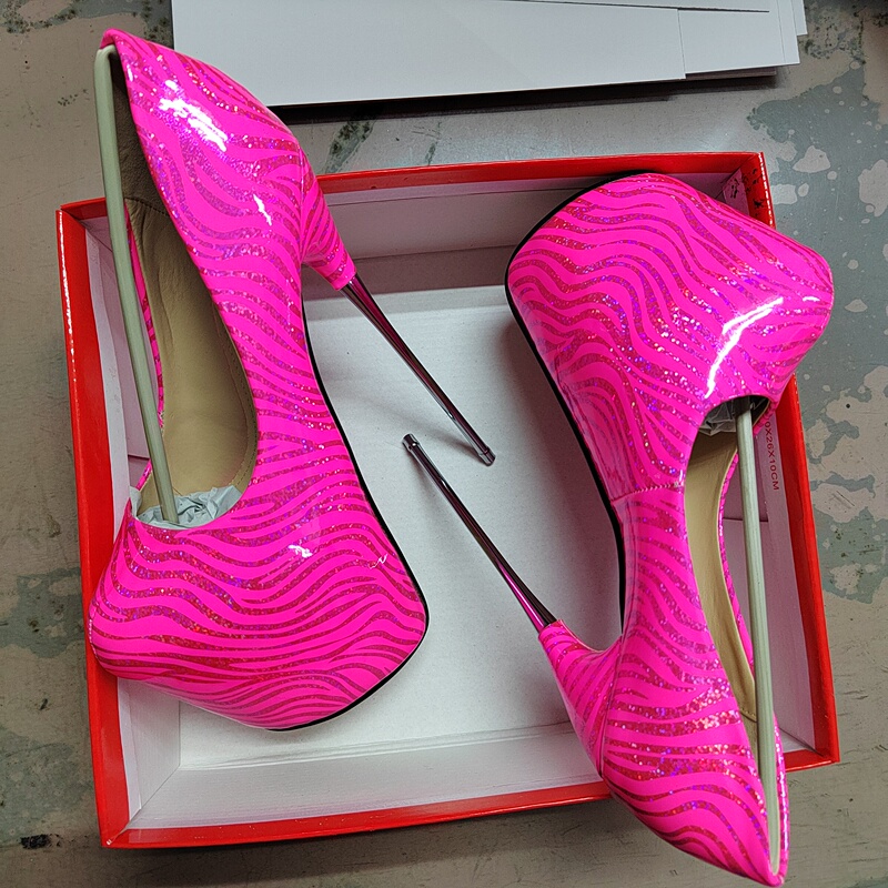 European and American High Heels 2026 New Model Steel Heel 19cm Ultra-High Stiletto Large Size Women's Shoes Sexy Sky-High Round Toe Wedding Banquet