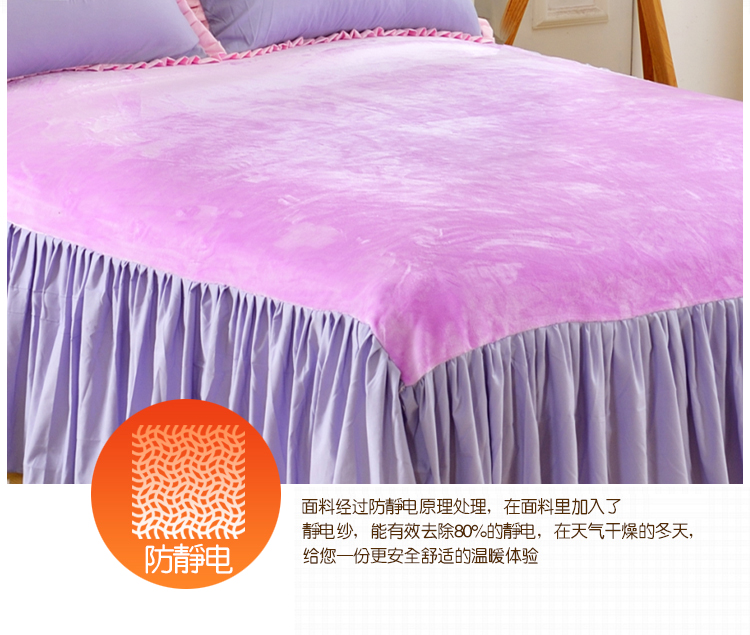 Dày ấm pha lê nhung mịn màu nhung nhung giường khung giường trải giường đơn 笠 1,5 / 1,8m - Váy Petti drap giường có viền