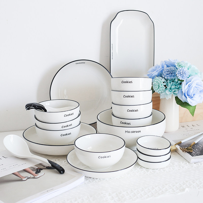 Nordic meal plate plate household soup plate fish plate rice bowl ceramic bowl instant noodle bowl large bowl soup bowl tableware set