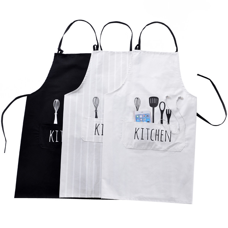 Nordic minimalist fabric half apron cotton kitchen home antifouling baking cleaning sleeveless apron creative