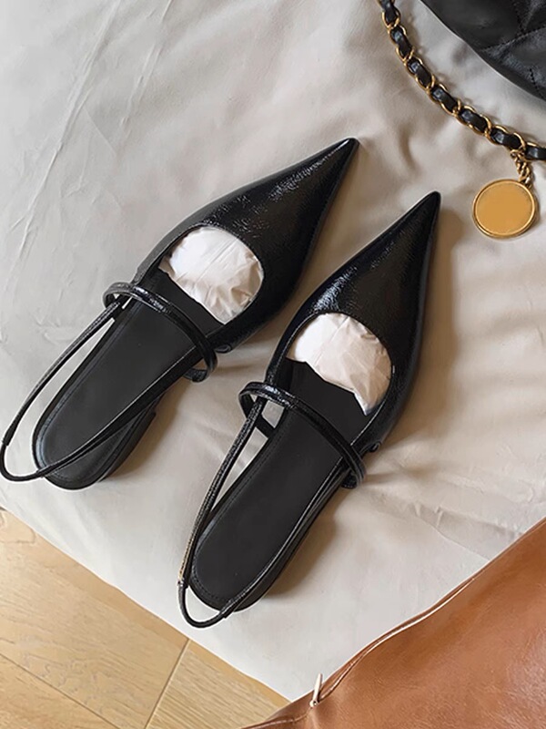 French-Style Genuine Leather Pointed Toe Stiletto Heels Ol Commuter Shoes Women's Spring and Summer New Shallow Flat Cat Heel Closed-Toe Sandals French-Style Genuine Leather Pointed Toe Stiletto Heels Ol Commuter Shoes Women's Spring and Summer New Shallow Flat Cat Heel Closed-Toe Sandals