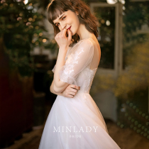 Famous) light wedding dress 2021 New Bride wedding dress female pregnant woman simple small man all go out yarn