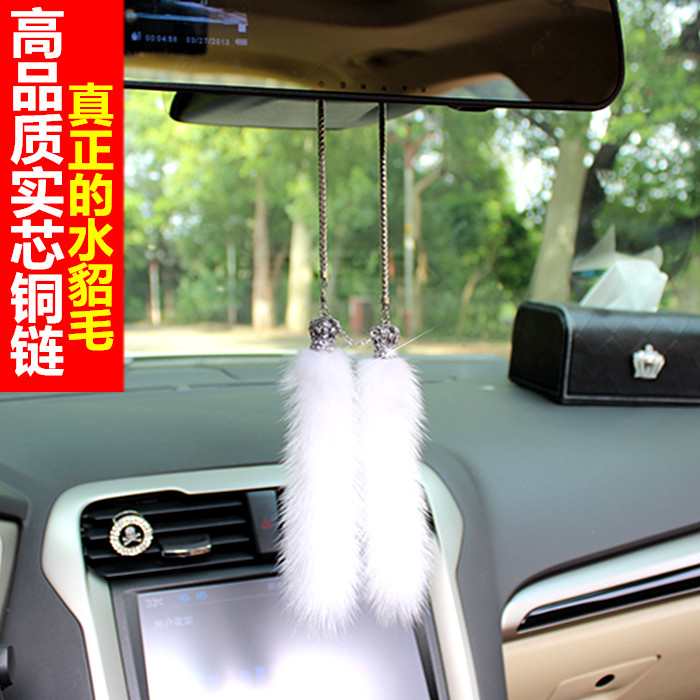 Car Pendant Upmarket Ornament Crystal Insert in car Hanging Accessories Car Hang Imported Water Mink Hair Rear mirror car pendant piece