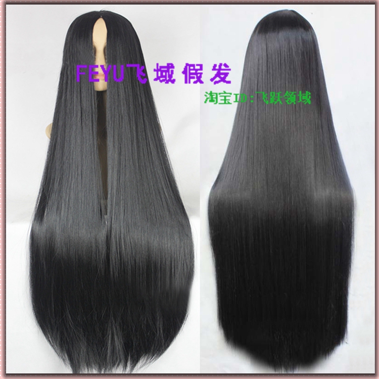Cosplay Wig, Jinguu (Ghost Girl), Black, 1.0m Middle-Parted Long Straight Hair, No Bangs, Halloween Christmas Wig