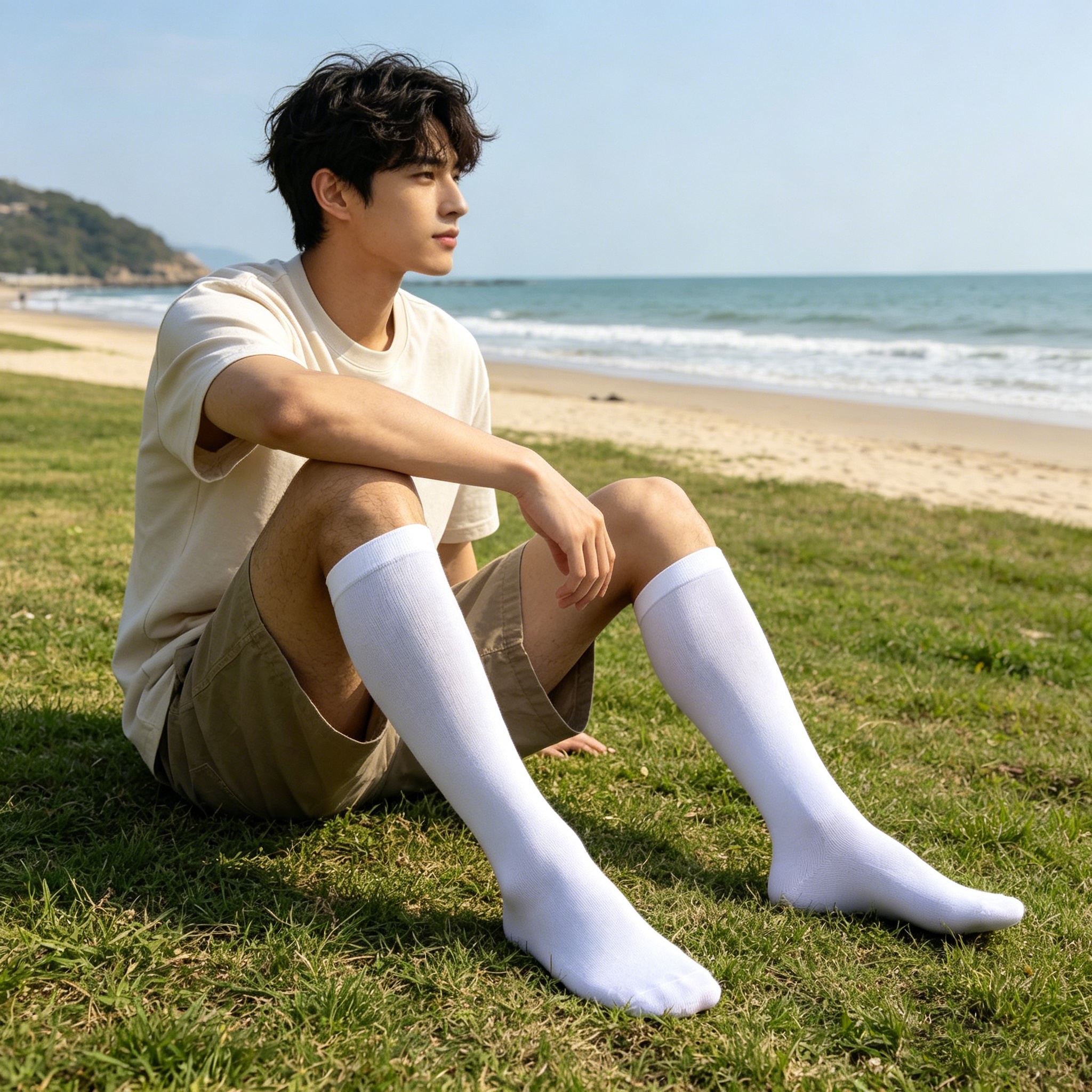 Summer black white tights, socks, velvet swan