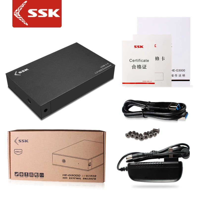 SSK HE-G3000 3.5-дюймовый SATA последовательный порт к USB3.0 металлический корпус внешний мобильный жесткий диск