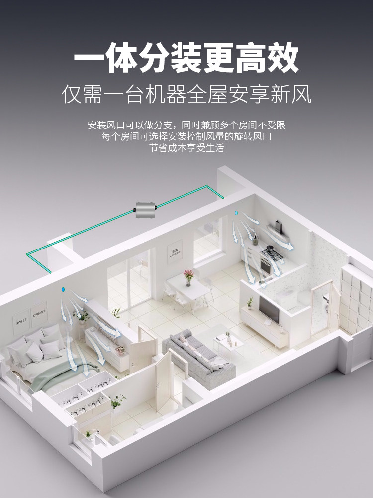 Outdoor Installation 450X Ductless Ventilation and Formaldehyde Haze Removal Pm2.5 Home Fresh Air System