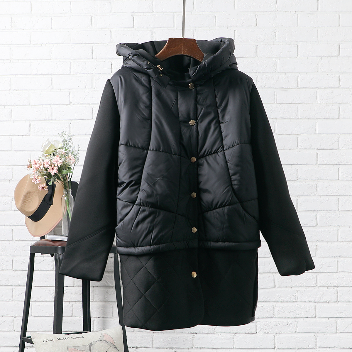 Áo cotton O6 袄 nữ mới dài áo cotton nữ Slim phiên bản Hàn Quốc của cotton xuống mũ trùm đầu cỡ lớn mẫu áo phao nữ đẹp 2020