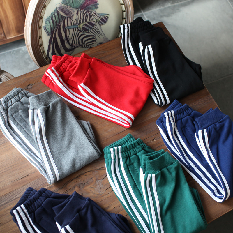 (time-limited clear cabin) boy girl sports pants wow cotton children suit long pants three bars CUHK child spring autumn