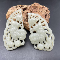 Ancient Playing Jade and Tian Yulion embroidered ball jade pendant pendant pendant pair pair of jade hollowed-out ancient wind inlaid jade jade jade