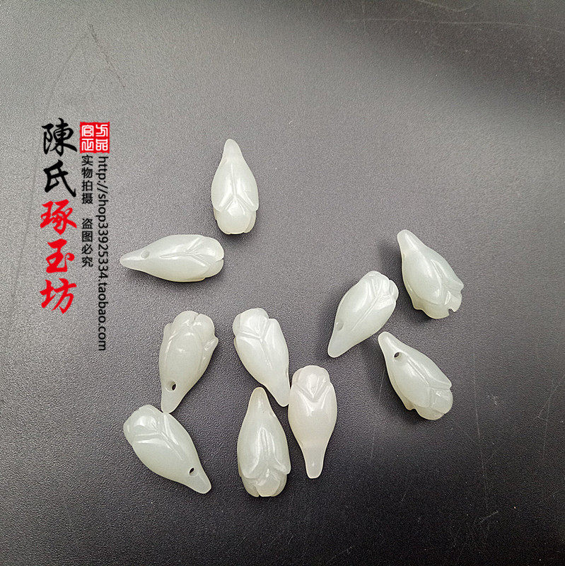 And Tian Yuqing white jade Orchid neck accessories Pendant Earrings Pendant DIY handmade accessories Ancient windy jade Earrings