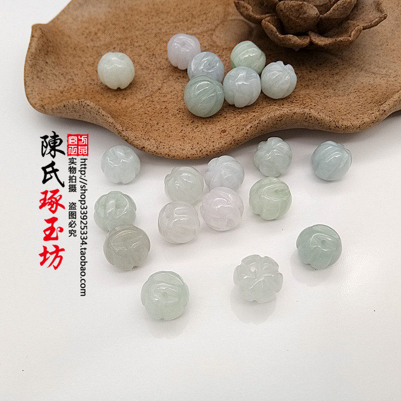 Natural Jade small pumpkin pendant bracelet DIY handmade accessories loose beads Chinese knot necklace with beads