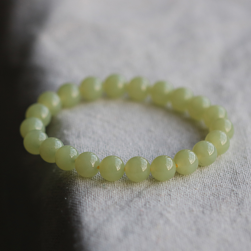 Female section and Tian jade and the end material yellow mouth material yellow jade bracelet with natural old pit material round pearl single ring handstring lady ornament