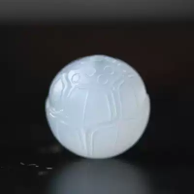 Natural Hetian Jade White Jade Lotus scattered beads hand-carved round beads play Buddha beads diy hand with beads