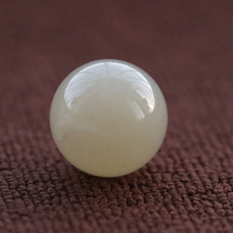 Natural lotus root starch Hetian jade loose beads jade round beads jade beads single play accessories Hetian jade single beads with beads