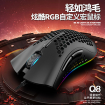 Vibe Snake RGB Light Weight Hollowed-out Hole Macro Mouse Game Electric Race Wire Eating Chicken Add to Computer Notebook Generic