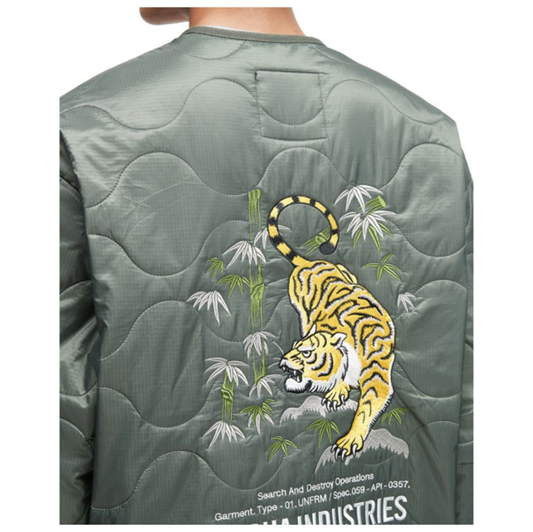 Free shipping ALPHA INDUSTRIES decorated tiger embroidered quilted jacket for men 24 autumn and winter little girl domestic purchasing agent