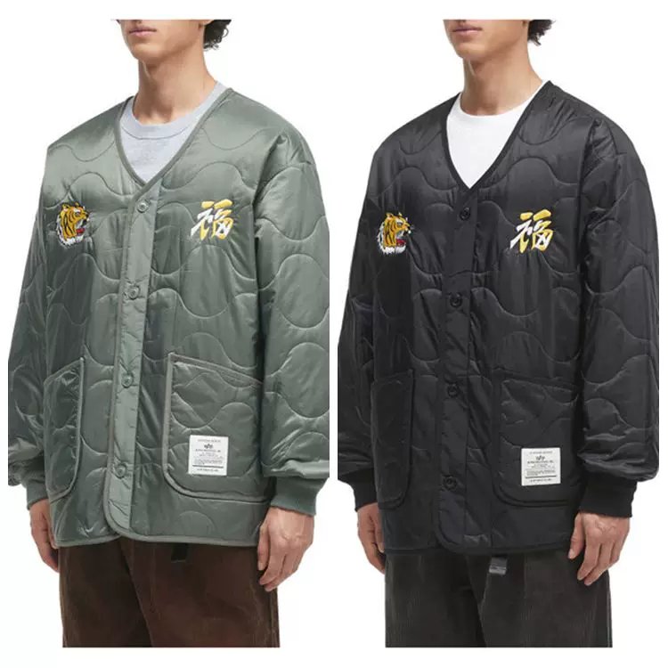 Free shipping ALPHA INDUSTRIES decorated tiger embroidered quilted jacket for men 24 autumn and winter little girl domestic purchasing agent