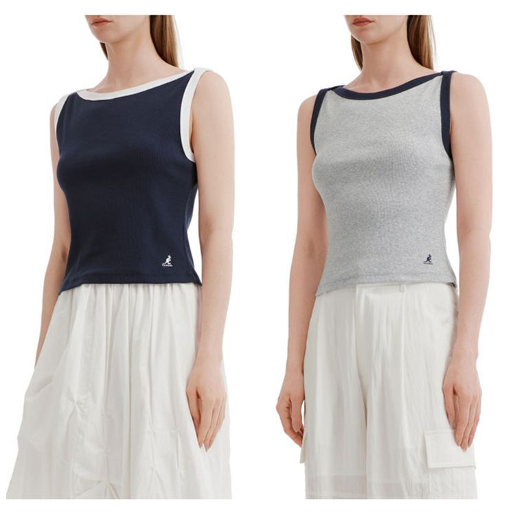 Kangol Simple Sleeveless Casual Vest for Women with Contrasting Trim, Spring/Summer 2026, Authentic Domestic Product