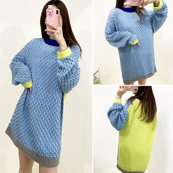 CYNTHIA XIAO autumn and winter collage in a long and whole lamb sweater-knitted sweatshirt