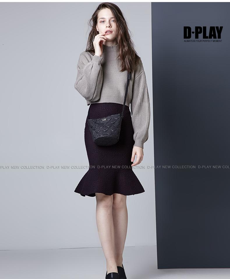 DPLAY Depala mùa xuân châu Âu và Mỹ kaki ngắn cổ áo cao tay áo len - Đan Cardigan áo kiểu nữ đẹp tuổi 35