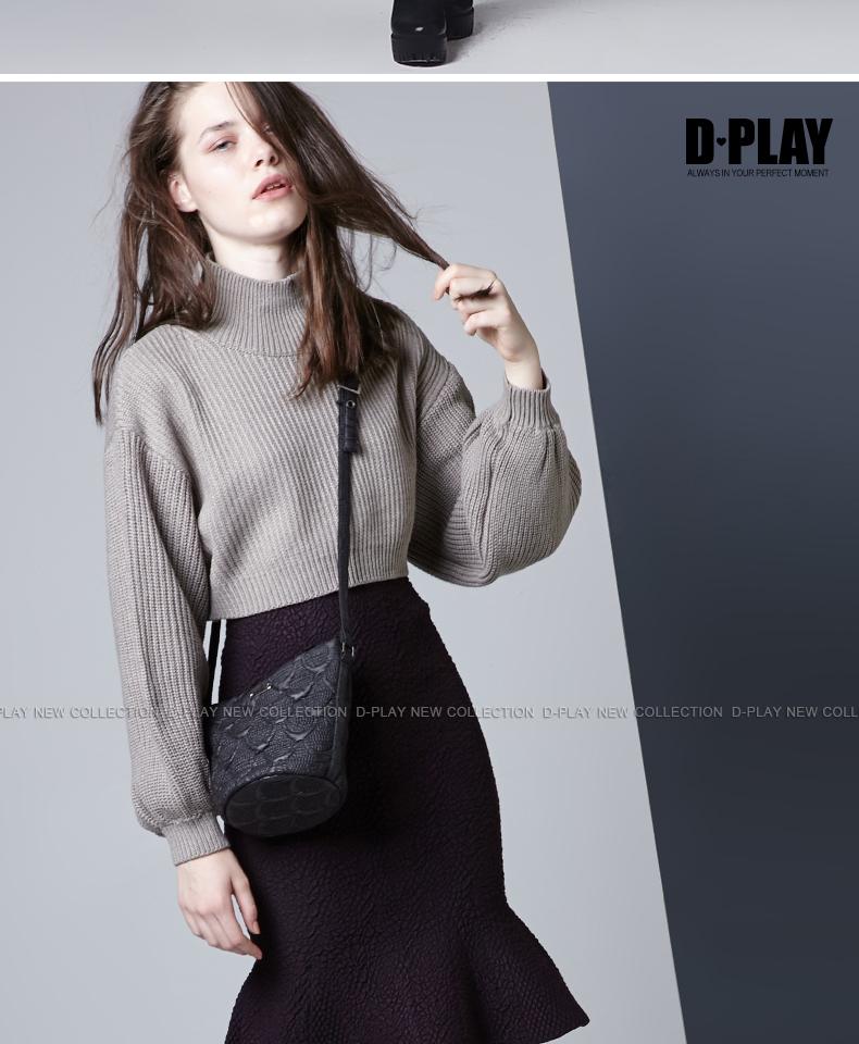 DPLAY Depala mùa xuân châu Âu và Mỹ kaki ngắn cổ áo cao tay áo len - Đan Cardigan áo kiểu nữ đẹp tuổi 35