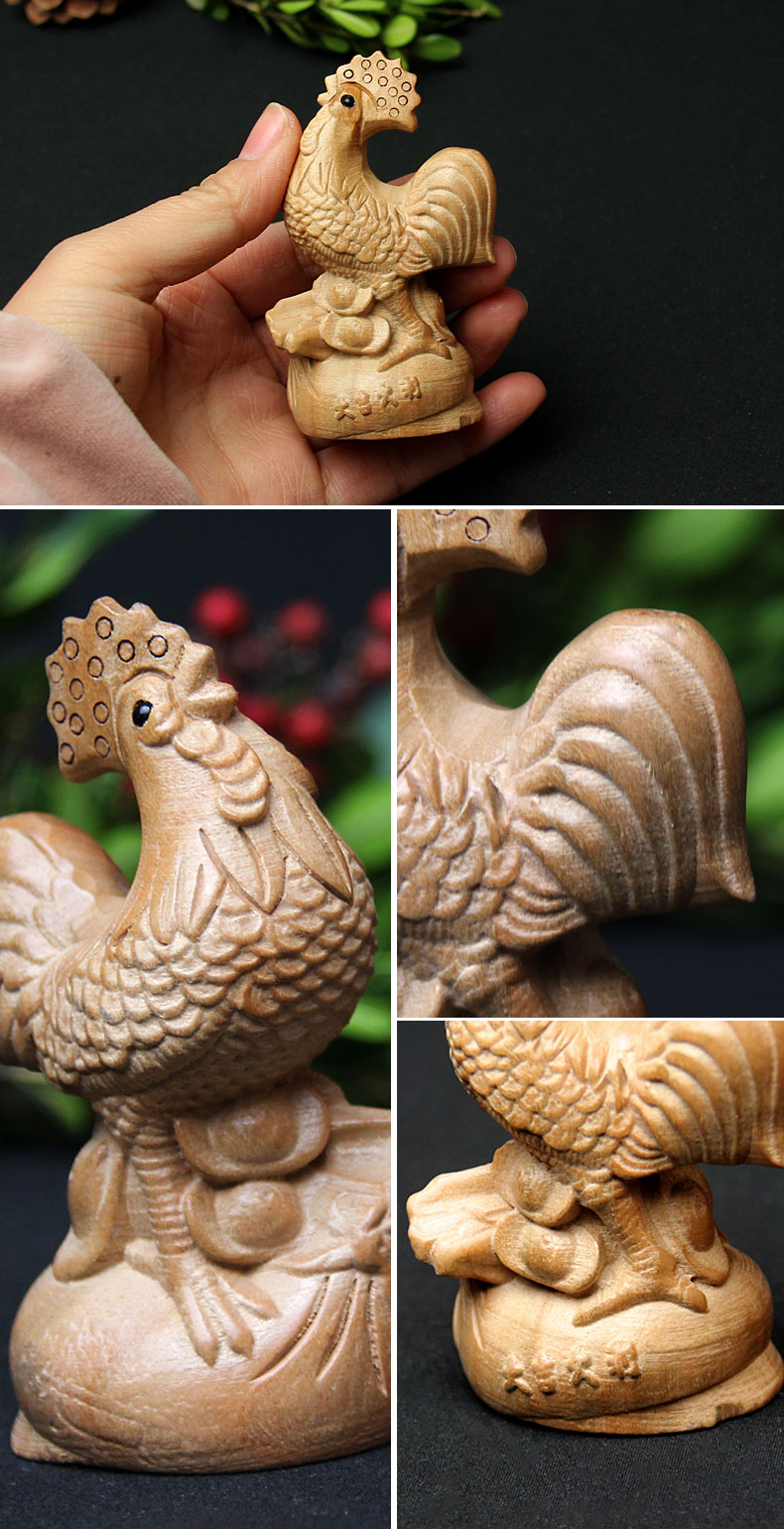 Taishan Fuyuan Pavilion khai trương gỗ gụ Zodiac gà gà trang trí gỗ khắc nhà thủ công đập vỡ hoa đào trang trí nhà cửa
