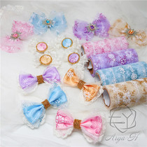 ins Han version bicolor pink snowflake mesh yarn with butterfly knots handmade DIY children hair clip material hair accessories accessories