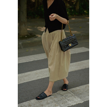 MMCC2022 spring new leisure card with its color 100 lap high back and loose waist mid-length half body dress 100 hitch