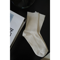 MMCC2022 Spring New Lovers Socks Retro Rice White No Lefoot Pine Mouth No Stained Four Seasons Cotton Socks