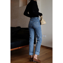 MMCC2022 Spring Jeans Woman New Body Pants Tight Fit Straight Drum Pants High Waist Slim Fit Slim Fit Slim Fit