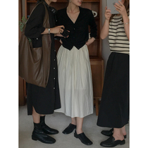 MMCC2023 Spring new French style minimalist black 100 Comfortable Long Sleeves Knit Little Jacket Woman