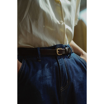 MMCC2022 spring retro saddle buckle golden needle buttoned head layer of cow leather strap black chocolate vintage