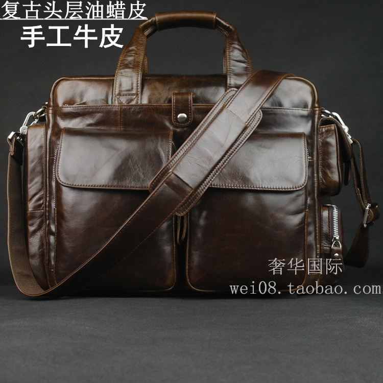 Prestige Super New Large Handmade Genuine Cowhide Bag Business Bag Briefcase Men's Bag For Business Travel Men's Bag