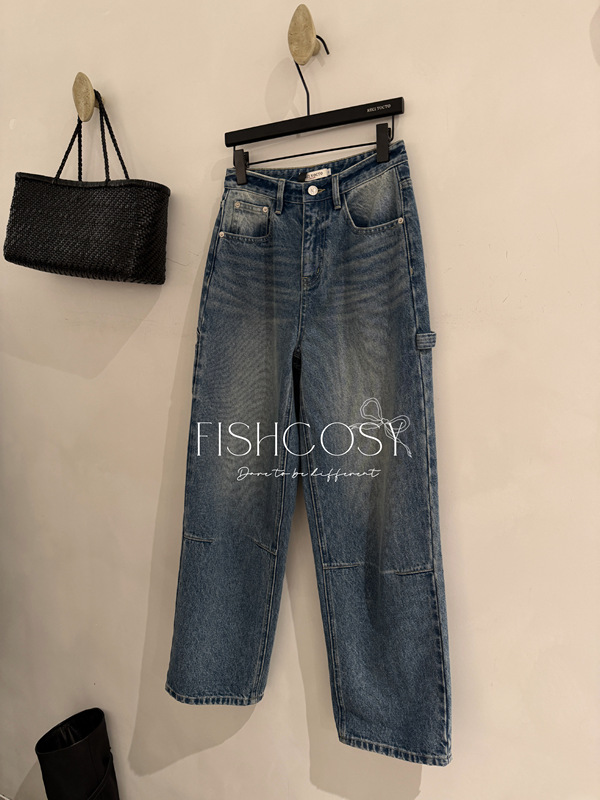 Versatile Wide-Leg Jeans Made from Korean Fabric
