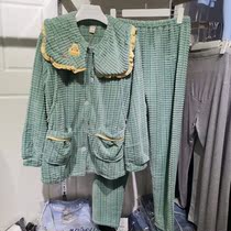 Autumn and winter pregnant womens pajamas nursing home clothes long sleeve cardigan loose coral fleece feeding moon clothes thick warm 38