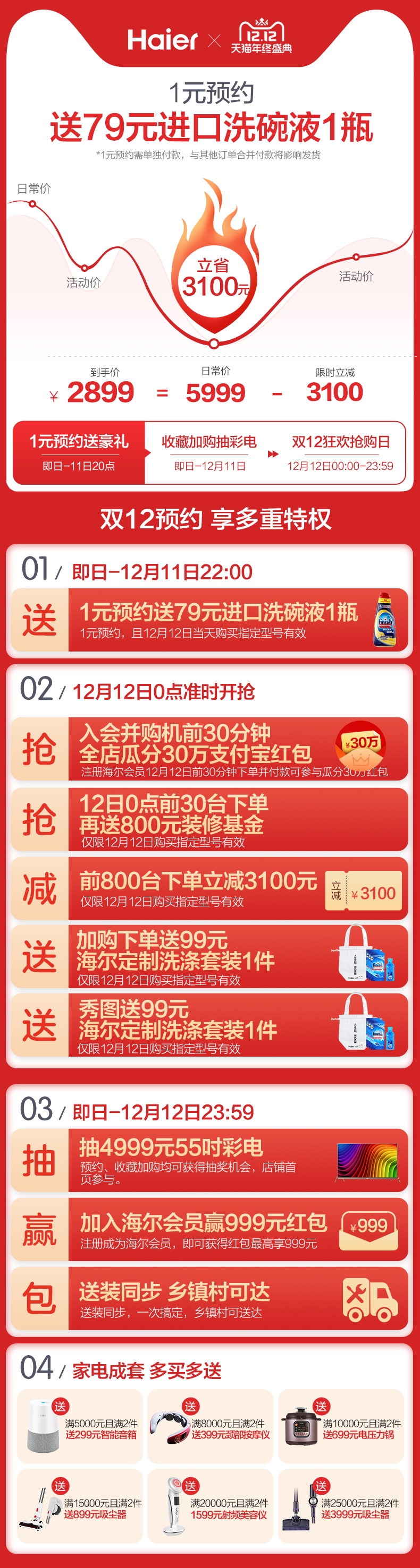 海尔 嵌入式 全自动洗碗机 微蒸汽洗 8套 图1