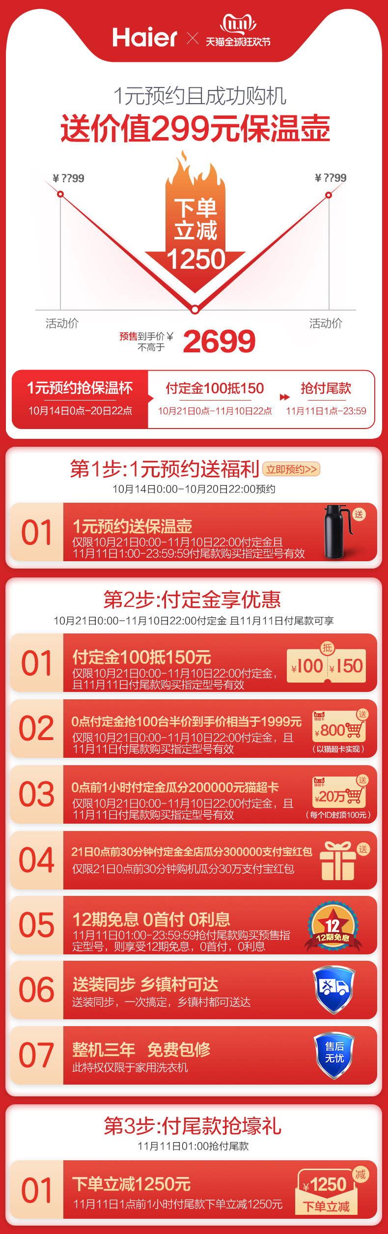 海尔 洗烘一体 全自动变频滚筒洗衣机 10KG 图1