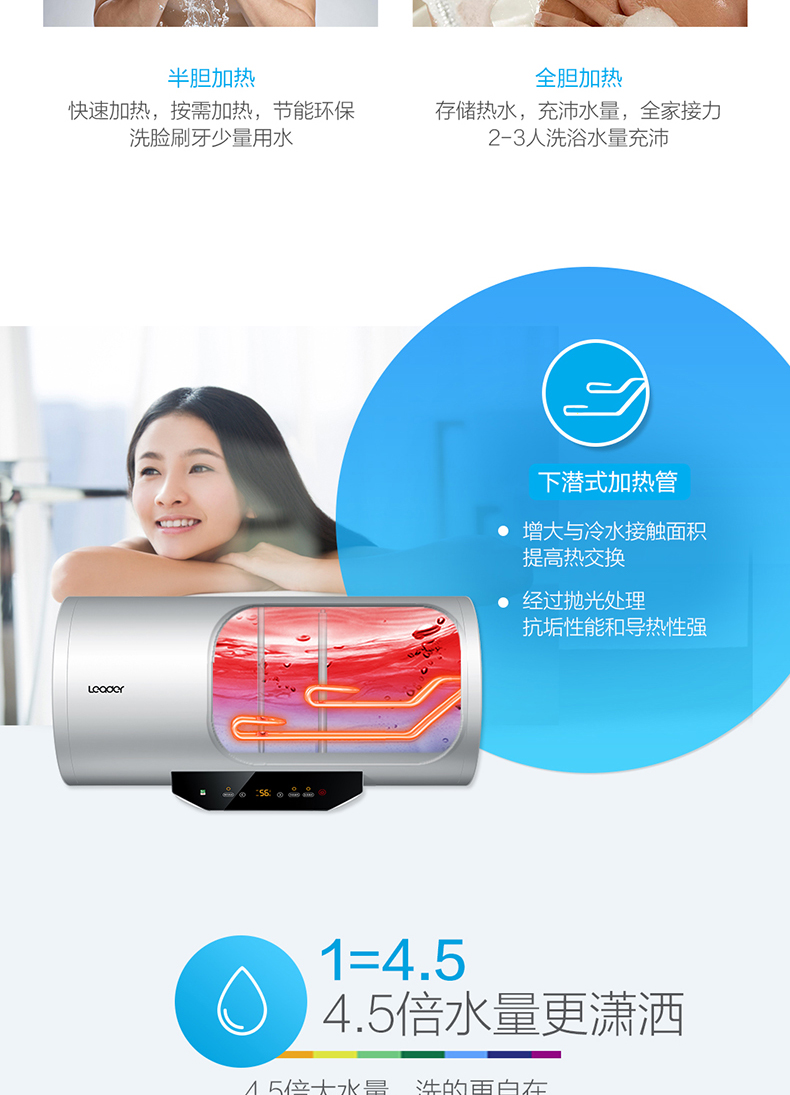 giá máy nước nóng panasonic Chỉ huy trưởng Haier L60MY7 Máy nước nóng điện 60 lít Phòng tắm vòi sen nhà kho nước nóng - Máy đun nước máy nước nóng năng lượng mặt trời
