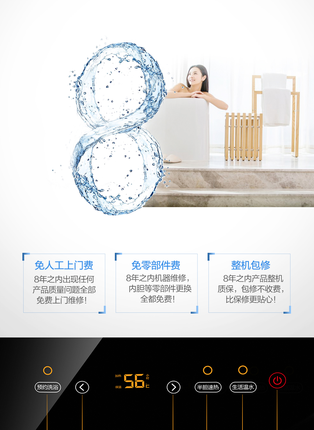bình nóng lạnh 20l Haier Lãnh đạo / chỉ huy L80MY7 80 lít nước nóng điện nhà tắm phòng tắm loại lưu trữ nhiệt giá bình nóng lạnh rossi